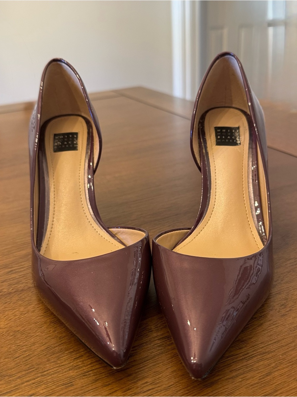 White House Black Market Plum Patent D'Orsay Pointed-Toe Heels